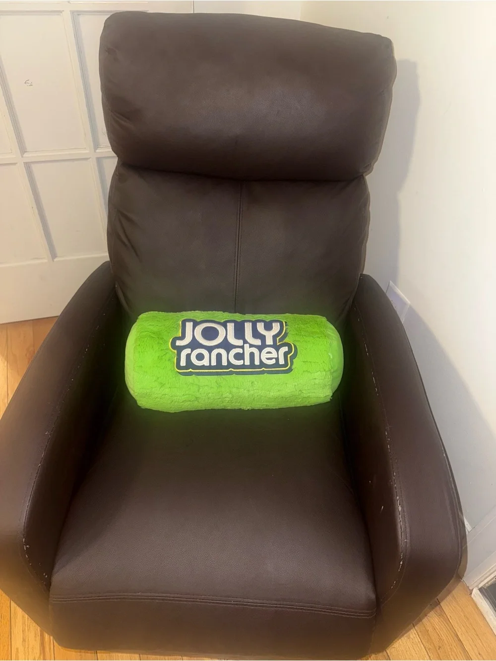Jolly Rancher Green Plush Cylinder Decorative Pillow Embroidered Logo
